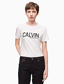 CK女装calvin hd logo crewneck t-shirt