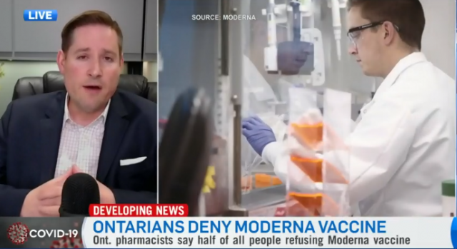 This figure shows an image of vaccine vials with text describing a new MMWR report on evaluation of COVID-19 vaccine safety.