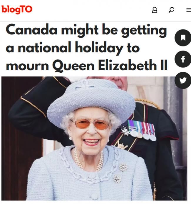 英女王逝世！加拿大可能增加1个国定假日
