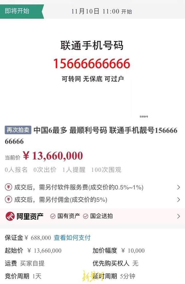 1366万！这可能是全中国最贵的手机号码