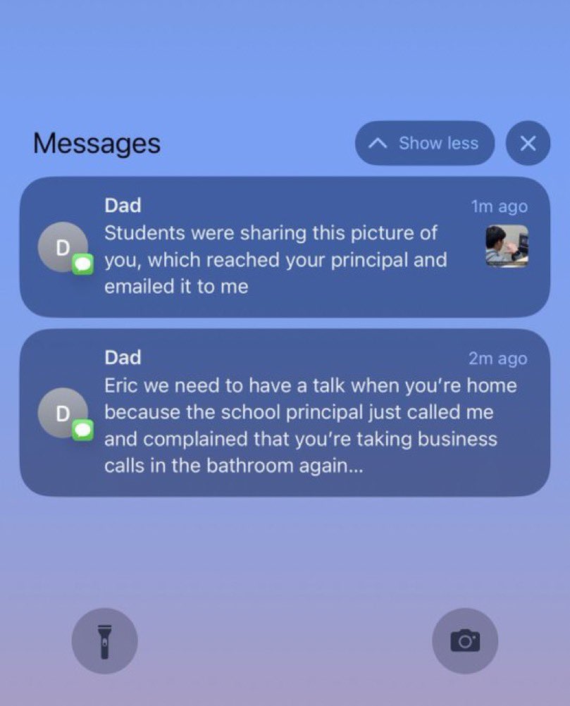 每次校长看到埃里克(Eric Zhu)创业的报道后都会通知家长。