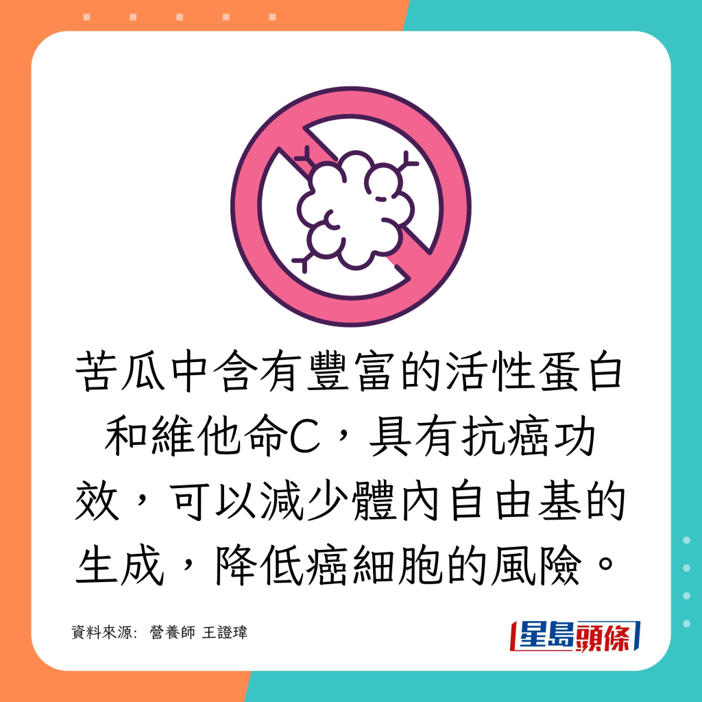 苦瓜含丰富的活性蛋白和维他命C,有抗癌功效