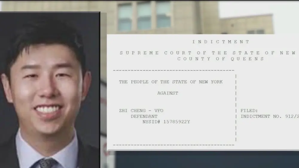 程志近照和起诉书首页。/图源：Fox5 New York